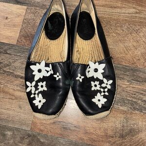 Michael Kors Black and White Floral Espadrilles